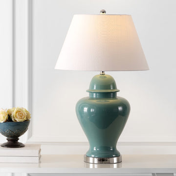 Sagwa 33" Ceramic/Iron Modern Classic LED Table Lamp - JONATHAN Y